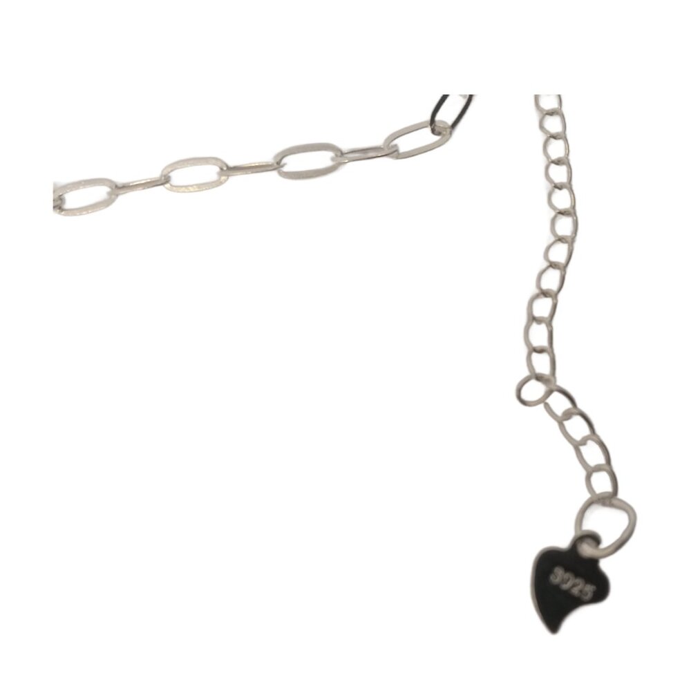 Silver S925 Link Chain Bracelet Womens 7 1/4 Lucky Girl Heart Charm Extender - Picture 4 of 6